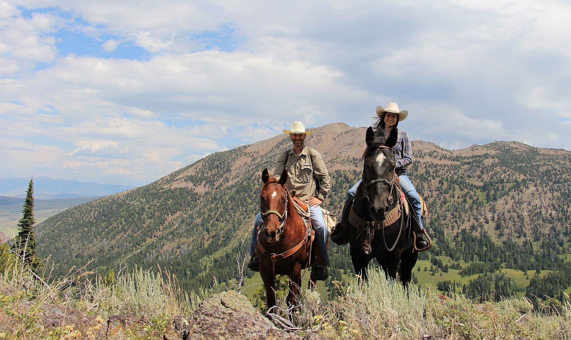 Riders on a mountain trail